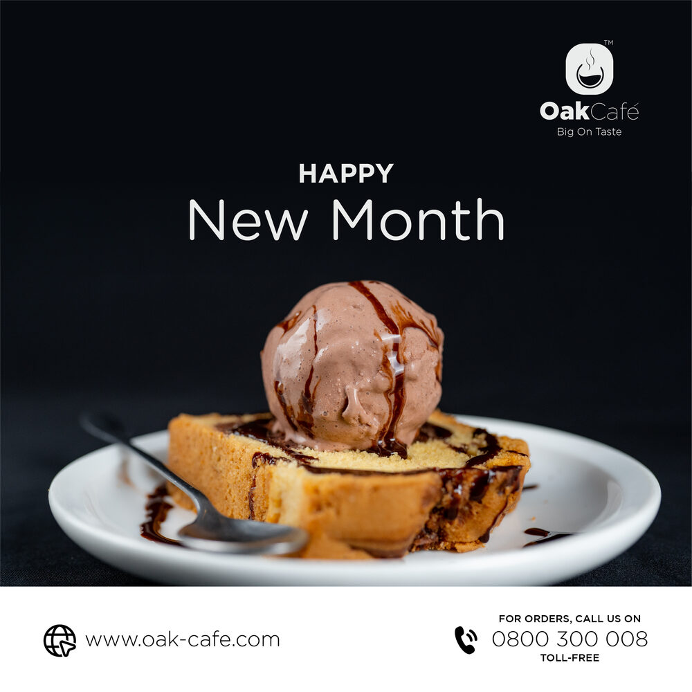 Oak Cafe social post: Happy New Month
