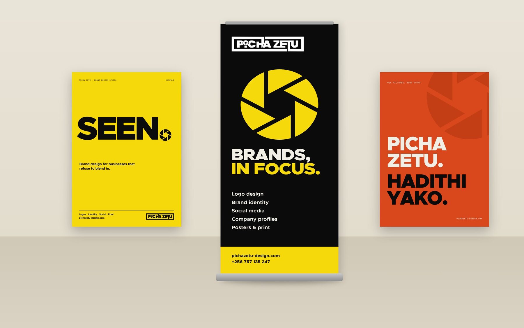 Roll-up banner with posters